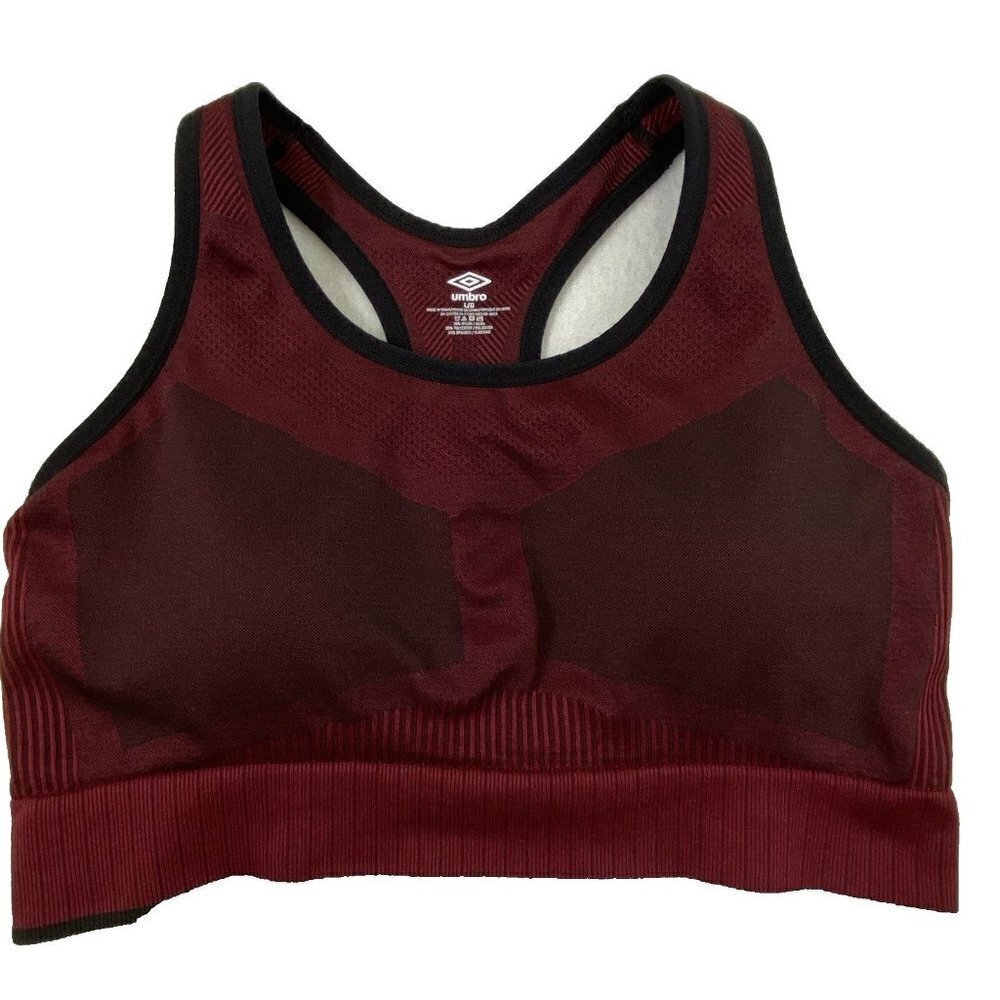 Umbro Racer Back Sports Bra Womens size Large Seamless Removable Pads Burgundy
